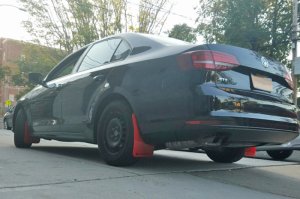 Volkswagen Jetta Mud Flap Kit - Front + Rear - Rally Armor - UR Series - Red/White - `15-`18